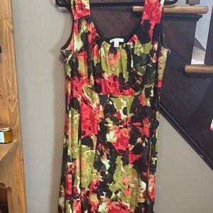 dressbarn Red and Green Floral Maxi Dress